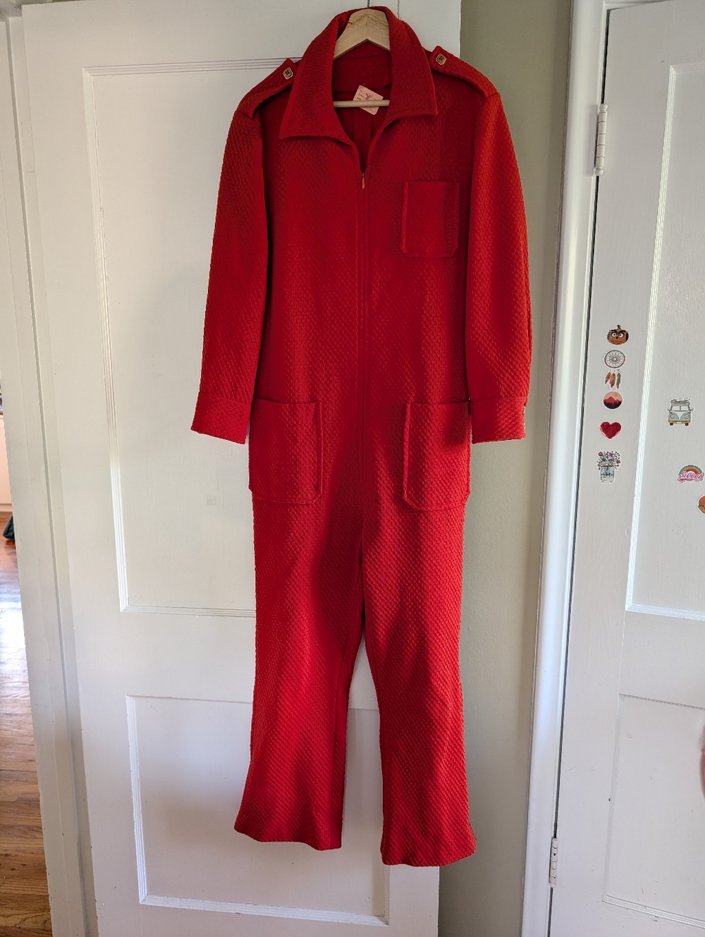 Vintage Women’s Orange Zip-Front Jumpsuit Size M